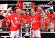 27 September 2009; Cork captain Mary O'Connor, right, and team-mate Nollaig Cleary celebrate with the Brendan Martin cup. TG4 All-Ireland Ladies Football Senior Championship Final, Cork v Dublin, Croke Park, Dublin. Picture credit: Stephen McCarthy / SPORTSFILE
