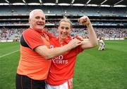 27 September 2009; Cork manager Eamon Ryan and captain Mary O'Connor celebrate after the game. TG4 All-Ireland Ladies Football Senior Championship Final, Cork v Dublin, Croke Park, Dublin. Picture credit: Brendan Moran / SPORTSFILE