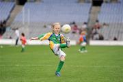 28 September 2009; Ellen Collins, age 7, from Scart, Co. Kerry, in action at the Vhi GAA Cúl Day Out in Croke Park. 288 children from all over the country togged out today in the world-famous Croke Park stadium to attend the Vhi GAA Cúl Day Out. The 288 children were the lucky winners in the competition which was open to 82,500 children who attended a Vhi GAA Cúl Camp during the summer. Vhi GAA Cúl Day Out, Croke Park, Dublin. Picture credit: Brendan Moran / SPORTSFILE