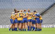 27 September 2009; The Clare team form a huddle ahead of the game. TG4 All-Ireland Ladies Football Intermediate Championship Final, Clare v Fermanagh, Croke Park, Dublin. Picture credit: Stephen McCarthy / SPORTSFILE