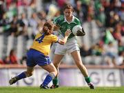 27 September 2009; Caroline Little, Fermanagh, in action against Sarah Hoey, Clare. TG4 All-Ireland Ladies Football Intermediate Championship Final, Clare v Fermanagh, Croke Park, Dublin. Picture credit: Stephen McCarthy / SPORTSFILE