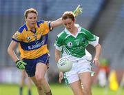 27 September 2009; Shauna Hamilton, Fermanagh, in action against Fiona Lafferty, Clare. TG4 All-Ireland Ladies Football Intermediate Championship Final, Clare v Fermanagh, Croke Park, Dublin. Picture credit: Stephen McCarthy / SPORTSFILE