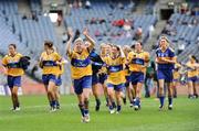 27 September 2009; Aine Kelly, Clare, and team-mates celebrate their side's victory. TG4 All-Ireland Ladies Football Intermediate Championship Final, Clare v Fermanagh, Croke Park, Dublin. Picture credit: Stephen McCarthy / SPORTSFILE