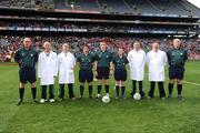 27 September 2009; Referee Declan Corcroan with his match officials. TG4 All-Ireland Ladies Football Senior Championship Final, Cork v Dublin, Croke Park, Dublin. Picture credit: Stephen McCarthy / SPORTSFILE