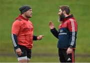 6 January 2016; Munster's BJ Botha in conversation with head of fitness Aled Walters during squad training. University of Limerick, Limerick. Picture credit: Diarmuid Greene / SPORTSFILE
