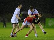 6 January 2016; Declan Byrne, Louth, is tackled by Ollie Lyons, left, and Daryl Flynn, Kildare. Bord na Mona O'Byrne Cup, Group B, Kildare v Louth, Hawkfield Centre of Excellence, Newbridge, Co. Kildare. Picture credit: Sam Barnes / SPORTSFILE