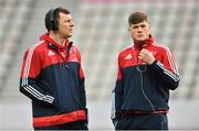 9 January 2016; Munster's Robin Copeland, left, and Jack O'Donoghue ahead of the game. European Rugby Champions Cup, Pool 4, Round 2 Refixture, Stade Francais Paris v Munster, Stade Jean Bouin, Paris, France. Picture credit: Ramsey Cardy / SPORTSFILE