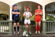 5 October 2009; Captains Leo Cullen, Leinster, Paddy Wallace, Ulster and Paul O'Connell, Munster, at the Heineken Cup Launch. Launch of Heineken Cup 2009/10, Shelbourne Hotel, Stephen's Green, Dublin. Picture credit: Stephen McCarthy / SPORTSFILE