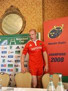 5 October 2009; Munster captain Paul O'Connell at the 2009/10 Heineken Cup launch. Shelbourne Hotel, Stephen's Green, Dublin. Picture credit: Stephen McCarthy / SPORTSFILE