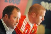 5 October 2009; Munster head coach Tony McGahan, left, and captain Paul O'Connell at the 2009/10 Heineken Cup launch. Shelbourne Hotel, Stephen's Green, Dublin. Picture credit: Stephen McCarthy / SPORTSFILE