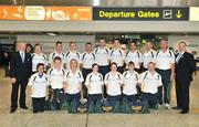 30 September 2009; The Irish team departed from Dublin Airport to the 2009 World Handball Championships which take place from 4th - 11th October in Portland, Oregon, USA. At Dublin Airport are team members and officials. Dublin Airport, Dublin. Picture credit: Brian Lawless / SPORTSFILE