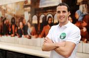 5 October 2009; Republic of Ireland star John O’Shea at the announcement of Carlsberg’s Here We Go Again poll of emotions results. Carlsberg, a long standing supporter of Irish football, tested just how emotional Irish fans are, with Ray Houghton’s goal against Italy in the opening game of USA ’94 in Giant’s Stadium, New York, topping the poll as the most emotional moment, narrowly beating the Irish legend’s famous winning goal against England in Stuttgart in 1988. Show your support by joining thousands of Ireland fans on the Carlsberg Football Facebook page and logging onto www.facebook.com/carlsbergfootball. Carlsberg HERE WE GO AGAIN poll results, La Taverna Restaurant, Italian Quarter, Dublin. Picture credit: Brendan Moran / SPORTSFILE