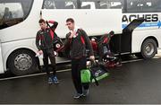 10 January 2016; Tyrone's Harry Og Conlon arrives ahead of the game. Bank of Ireland Dr. McKenna Cup, Group A, Round 2, Derry v Tyrone. Derry GAA Centre of Excellence, Owenbeg, Derry. Picture credit: Stephen McCarthy / SPORTSFILE