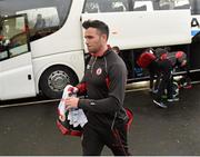 10 January 2016; Tyrone's Cathal McCarron arrives ahead of the game. Bank of Ireland Dr. McKenna Cup, Group A, Round 2, Derry v Tyrone. Derry GAA Centre of Excellence, Owenbeg, Derry. Picture credit: Stephen McCarthy / SPORTSFILE