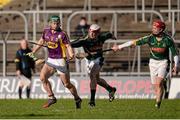 10 January 2016; Harry Keohoe, Wexford, in action against Naomhan O Riordan and James Toher, Meath. Bord na Mona Walsh Cup, Group 3, Meath v Wexford, Páirc Tailteann, Navan, Co. Meath. Picture credit: Seb Daly / SPORTSFILE