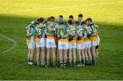 10 January 2016; Offaly's Shane Dooley, centre, in the pre-match team huddle with his team-mates. Bord na Mona O'Byrne Cup, Section B, Offaly v Kildare, O'Connor Park, Tullamore, Co. Offaly. Picture credit: Piaras Ó Mídheach / SPORTSFILE