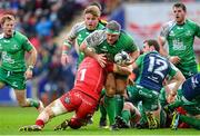 10 January 2016; Nathan White, Connacht, is tackled by Rob Evans, Scarlets. Guinness PRO12, Round 12, Scarlets v Connacht, Parc Y Scarlets, Llanelli, Wales. Picture credit: Ben Evans / SPORTSFILE