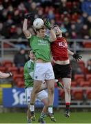 10 January 2016; Mark McKay, Down, in action against Damien Kelly, Fermanagh. Bank of Ireland Dr. McKenna Cup, Group B, Round 2, Down v Fermanagh, Páirc Esler, Newry, Co. Down. Picture credit: Mark Marlow / SPORTSFILE