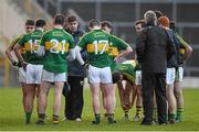 10 January 2016; Kerry manager Eamonn Fitzmaurice speaks to his players after the game. McGrath Cup, Group A, Round 2, Kerry v Clare, Fitzgerald Stadium, Killarney, Co. Kerry. Picture credit: Brendan Moran / SPORTSFILE