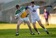 10 January 2016; Johnny Moloney, Offaly, in action against David Whyte, Kildare. Bord na Mona O'Byrne Cup, Section B, Offaly v Kildare, O'Connor Park, Tullamore, Co. Offaly. Picture credit: Piaras Ó Mídheach / SPORTSFILE