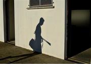 10 January 2016; A shadow image of Galway hurler Joe Canning, arriving for the game against  DCU. Bord na Mona Walsh Cup, Group 4, Galway v DCU, Duggan Park, Ballinasloe, Co. Galway. Picture credit: David Maher / SPORTSFILE