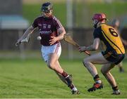 10 January 2016; Aidan Harte, Galway, in action against Paudie Foley,  DCU. Bord na Mona Walsh Cup, Group 4, Galway v DCU, Duggan Park, Ballinasloe, Co. Galway. Picture credit: David Maher / SPORTSFILE