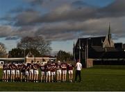 10 January 2016; The  Galway hurling team stand together during the playing of the national anthem before their game against  DCU. Bord na Mona Walsh Cup, Group 4, Galway v DCU, Duggan Park, Ballinasloe, Co. Galway. Picture credit: David Maher / SPORTSFILE