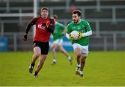 10 January 2016; Ryan Hanna, Fermanagh, in action against Peter Turley, Down. Bank of Ireland Dr. McKenna Cup, Group B, Round 2, Down v Fermanagh, Páirc Esler, Newry, Co. Down. Picture credit: Mark Marlow / SPORTSFILE