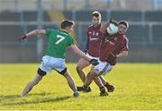 10 January 2016; Ruairi Greene, Galway, in action against, Shane Quinn, Leitrim. Galway v Leitrim - FBD Connacht League Section B Round 2. Tuam Stadium, Tuam, Co. Galway. Picture credit: Ray Ryan / SPORTSFILE