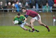10 January 2016; Kevin Conlan, Leitrim, in action against Paul Conroy, Galway. Galway v Leitrim - FBD Connacht League Section B Round 2. Tuam Stadium, Tuam, Co. Galway. Picture credit: Ray Ryan / SPORTSFILE
