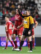 9 January 2016; Referee Nigel Owens calls for Josaia Raisuqe, Stade Français Paris, before showing him a straight red card. European Rugby Champions Cup, Pool 4, Round 2 Refixture, Stade Francais Paris v Munster, Stade Jean Bouin, Paris, France. Picture credit: Ramsey Cardy / SPORTSFILE