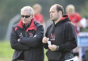 5 October 2009; Ulster rugby president Cecil Watson, left, and Rory Best during squad training ahead of their Heineken Cup game against Bath in Ravenhill on Friday night. Newforge Country Club, Belfast. Picture credit: Oliver McVeigh / SPORTSFILE
