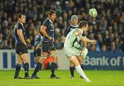 9 October 2009; Leinster players, from left, Cian Healy, Nathan Hines and Mike Ross watch as London Irish's Ryan Lamb kicks the winning penalty. Heineken Cup, Pool 6, Round 1, Leinster v London Irish, RDS, Dublin. Picture credit: Brendan Moran / SPORTSFILE