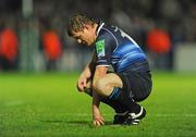 9 October 2009; Brian O'Driscoll, Leinster, reacts to the big screen at the end of the game. Heineken Cup, Pool 6, Round 1, Leinster v London Irish, RDS, Dublin. Picture credit: Pat Murphy / SPORTSFILE