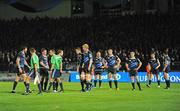 9 October 2009; The Leinster team look on as referee Romain Poite leaves the pitch after blowing the final whistle. Heineken Cup, Pool 6, Round 1, Leinster v London Irish, RDS, Dublin. Picture credit: Brendan Moran / SPORTSFILE