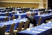 10 October 2009; Tyrone chairman, Pat Darcy, awaits the start of the GAA Special Congress. CityWest Hotel, Saggart, Co. Dublin. Picture credit: Ray McManus / SPORTSFILE