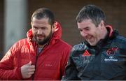 12 January 2016; Munster head coach Anthony Foley in conversation with temporary consultant Andy Farrell before squad training. University of Limerick, Limerick. Picture credit: Diarmuid Greene / SPORTSFILE