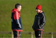 12 January 2016; Munster head coach Anthony Foley in conversation with assistant coach Brian Walsh during squad training. University of Limerick, Limerick. Picture credit: Diarmuid Greene / SPORTSFILE