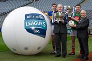 13 January 2016; Allianz Ireland along with the GAA today announced the renewal of Allianz's support of communities across Ireland through a five year extension of its sponsorship of the Allianz Football and Hurling Leagues. Spanning 28 years and encompassing the 2020 season, Allianz’ renewed commitment to the competition makes the Insurance provider one of the longest standing supporters of Gaelic Games. Pictured at the announcement are, from left, Tipperary hurler Seamus Callanan, Brendan Murphy, CEO, Allianz Ireland, Mayo footballer Diarmuid O'Connor and former Meath manager Sean Boylan. Croke Park, Dublin. Picture credit: Brendan Moran / SPORTSFILE