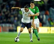 10 October 2009; Mauro Camoranesi, Italy, in action against Keith Andrews, Republic of Ireland. 2010 FIFA World Cup Qualifier, Republic of Ireland v Italy, Croke Park, Dublin. Picture credit: Brendan Moran / SPORTSFILE