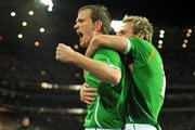 10 October 2009; Glenn Whelan, left, Republic of Ireland, celebrates with team-mate Liam Lawrence after scoring his side's first goal. 2010 FIFA World Cup Qualifier, Republic of Ireland v Italy, Croke Park, Dublin. Photo by Sportsfile