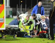 10 October 2009; Thomas Cahill, Fr.Casey's, receives medical attention on the pitch after which the game was abandoned. Limerick County Senior Football Final, Dromcollogher Broadford v Fr.Casey's, Gaelic Grounds, Limerick. Picture credit: Diarmuid Greene / SPORTSFILE