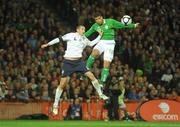 10 October 2009; Leon Best, Republic of Ireland, in action against Giorgio Chiellini, Italy. 2010 FIFA World Cup Qualifier, Republic of Ireland v Italy, Croke Park, Dublin. Picture credit: Pat Murphy / SPORTSFILE