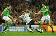 10 October 2009; Mauro Camoranesi, Italy in action against Kevin Kilbane, left, and Keith Andrews, Republic of Ireland. 2010 FIFA World Cup Qualifier, Republic of Ireland v Italy, Croke Park, Dublin. Picture credit: Brendan Moran / SPORTSFILE