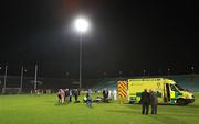 10 October 2009; A general view of the Gaelic Grounds as Thomas Cahill, Fr.Casey's, receives medical attention on the pitch after which the game was abandoned. Limerick County Senior Football Final, Dromcollogher Broadford v Fr.Casey's, Gaelic Grounds, Limerick. Picture credit: Diarmuid Greene / SPORTSFILE