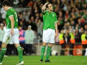 10 October 2009; John O'Shea, Republic of Ireland, reacts after the game. 2010 FIFA World Cup Qualifier, Republic of Ireland v Italy, Croke Park, Dublin. Photo by Sportsfile
