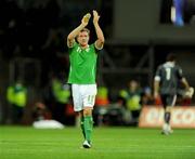 10 October 2009; Liam Lawrence, Republic of Ireland, salutes the crowd after the game. 2010 FIFA World Cup Qualifier, Republic of Ireland v Italy, Croke Park, Dublin. Picture credit: Pat Murphy / SPORTSFILE