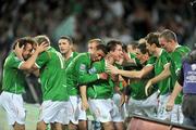 10 October 2009; Sean St.Ledger centre, Republic of Ireland, celebrates after scoring his side's second goal with team-mates. 2010 FIFA World Cup Qualifier, Republic of Ireland v Italy, Croke Park, Dublin. Picture credit: David Maher / SPORTSFILE