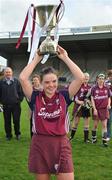 10 October 2009; Galway captain Caroline Kelly celebrates with the cup after victory over Cork. Gala All-Ireland Intermediate Camogie Championship Final Replay, Cork v Galway, McDonagh Park, Nenagh, Co. Tipperary. Picture credit: Diarmuid Greene / SPORTSFILE