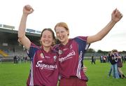 10 October 2009; Galway's Aoife Lynskey, left and Caroline Murray celebrate after victory over Cork. Gala All-Ireland Intermediate Camogie Championship Final Replay, Cork v Galway, McDonagh Park, Nenagh, Co. Tipperary. Picture credit: Diarmuid Greene / SPORTSFILE